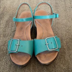 Dansko Teal Georgie Wedge Sandals